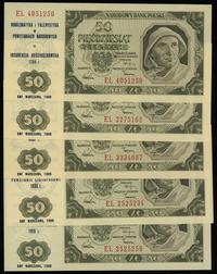 zestaw: 5 x 50 złotych 1.07.1948, z nadrukiem Ko