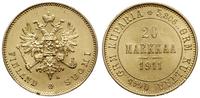 20 marek 1911 L, Helsinki, złoto 6.45 g, piękne,