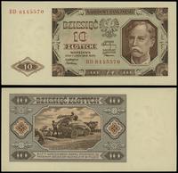 10 złotych 1.07.1948, seria BD, numeracja 814557