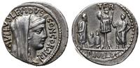 denar 62 pne, Rzym, Aw: Głowa Concordii  w chuśc