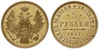 5 rubli 1851 СПБ АГ, Petersburg, złoto, 6.52 g, 