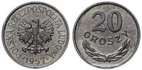 20 groszy 1957, Warszawa, aluminium, piękne i rz