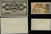 zestaw 2 bonów:, 50 fenigów 1919 i 5 fenigów waż