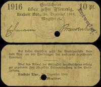 10 fenigów 20.10.1916, z perforacją, liczne złam