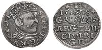 trojak 1584, Ryga, płaska korona króla, końcówka