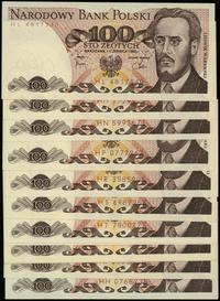 zestaw banknotów 100 złotowych 1.06.1982, różne 