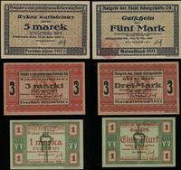 zestaw bonów: 1, 3 i 5 marek 31.05.1921, razem 3