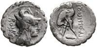 denar serratus 80 pne, Rzym, Aw: Głowa Romy w he