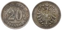 20 fenigów 1876 F, Stuttgart, patyna, AKS 8, Jae