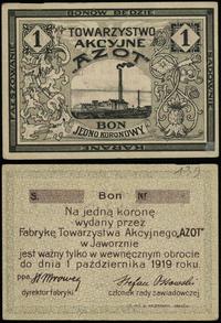 bon na 1 koronę ważna do 1.10.1919, bez oznaczen