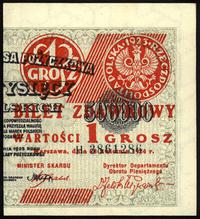 1 grosz 28.04.1924, seria H, prawa połówka bankn