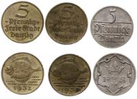 Polska, zestaw: 3 x 5 fenigów, 1923 i 2 x 1932