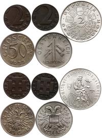 zestaw 5 monet:, 2 szylingi 1930, 1 szyling 1935