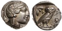 tetradrachma V w. pne, Aw: Głowa Ateny w hełmie 