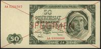50 złotych 1.07.1948, seria AA 1234567, AA890000