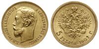 5 rubli 1901 (ФЗ), Petersburg, złoto 4.31 g, bar