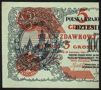 5 groszy 28.04.1924, część lewa, Miłczak 43a
