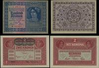 zestaw: 2 i 1.000 koron 1919, 1922, łącznie 2 pi