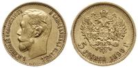5 rubli 1899 (ЭБ), Petersburg, złoto 4.30 g, pię