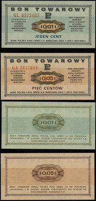 Polska, zestaw: bon na 1 i 5 centów, 1.07.1969