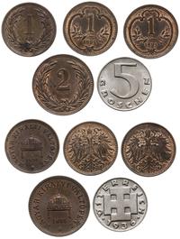 lot 5 monet, 2 x 1 heller 1894 (Wiedeń), 1 helle