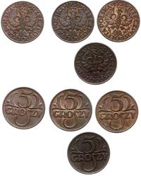 lot monet, 2 x 2 grosze 1938, 2 grosze 1939, 5 g