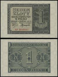 1 złoty 01.08.1941, seria AF, numeracja 3648441,