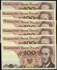 zestaw: 6 x 100 złotych 1.12.1988, seria SW (3X)