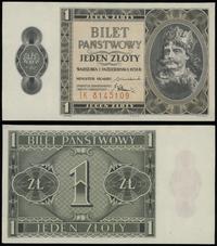 1 złoty 1.10.1938, seria IK, numeracja 8145109, 