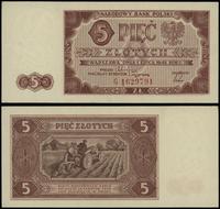 5 złotych 1.07.1948, seria G, numeracja 1629791,