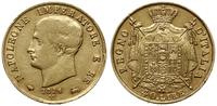 40 lirów 1814 M, Mediolan, złoto 12.85 g, Fr. 5,