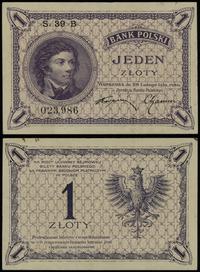 1 złoty 28.02.1919, seria 39 B 023986, drobne za