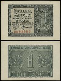 1 złoty 1.08.1941, seria BB 4497412, zagniecenie