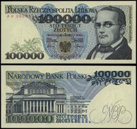 100.000 złotych 1.02.1990, seria AU 0000378, pię