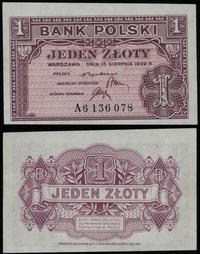 1 złoty 15.08.1939, seria A 6136078, delikatne z