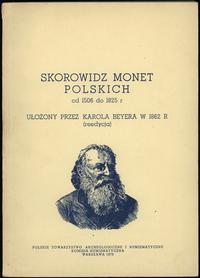 wydawnictwa polskie, Karol Beyer - Skorowidz monet polskich od 1506 do 1825, reprint, Warszawa ..