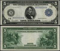 5 dolarów 1914, seria B 55395589 D, niebieska pi