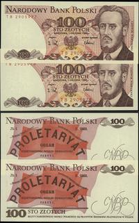 zestaw: 2 x 100 złotych 1.12.1988, seria TB, łąc