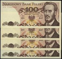zestaw: 4 x 100 złotych 17.05.1976, serie ED, EK