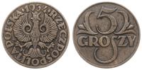 5 groszy 1934, Warszawa, rzadki rocznik, Parchim