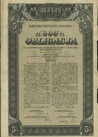 Rzeczpospolita Polska 1918-1939, 5% obligacja konwersyjnej pożyczki kolejowej na 600 złotych, 30.10.1926