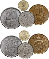 lot 4 monet, 2 colones 1984, 20 colones 1985, 10