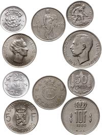 lot 5 monet, 50 centymów 1930, 1 frank 1939, 5 f