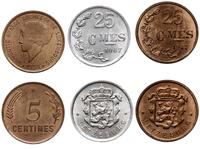 zestaw 3 monet, 5 centymów 1930, 25 centymów 194