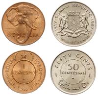 lot 2 monet, 1 centesimo 1950 oraz 50 centesimi 