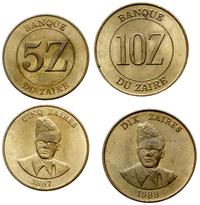 zestaw 2 monet, 5 zaires 1987, 10 zaires 1988, ż