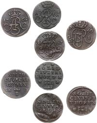 lot 4 monet, szelągi z Gdańska z lat: 1757, 1761