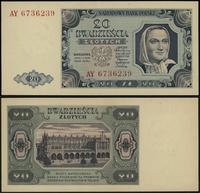 20 złotych 1.07.1948, seria AY, numeracja 673623