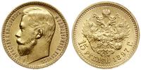 15 rubli 1897 AГ, Petersburg, złoto, 12.90 g, gł