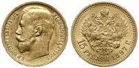 15 rubli 1897 AГ, Petersburg, złoto 12.89 g, wyb